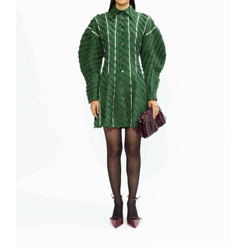 NEW LOVEBIRDS azaria wool mini dress in hunter green